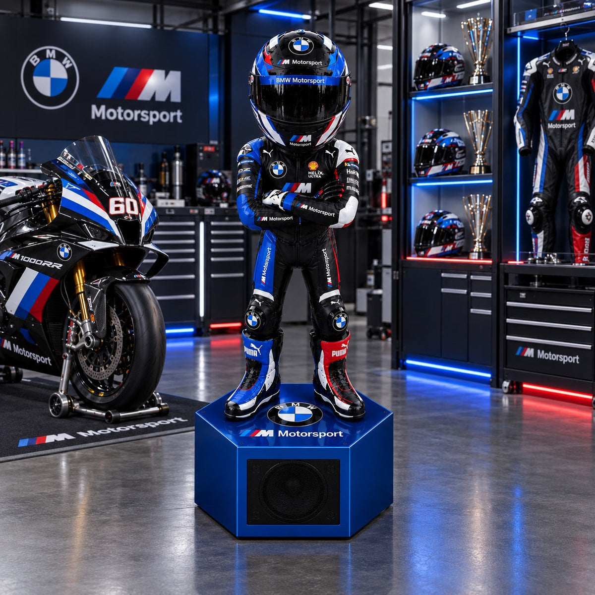 Helmstand BMW M Motorsport edition with Bluetooth speaker base