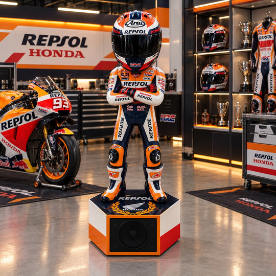 Helmstand Repsol Honda edition with Bluetooth speaker base